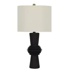 Kirklands Home Table Lamps|Black Abstract Column Table Lamp White