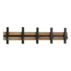 Kirklands Home Hooks|Black and Brown 5-Hook Coat Rack