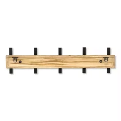 Kirklands Home Hooks|Black and Brown 5-Hook Coat Rack