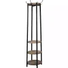 Kirklands Home Entryway Furniture|Black and Brown Wood and Metal Shelf Coat Rack