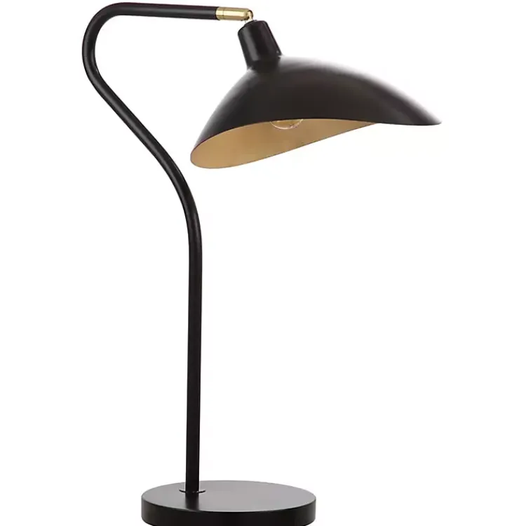 Kirklands Home Table Lamps|Black and Gold Curved Neck Giselle Task Lamp