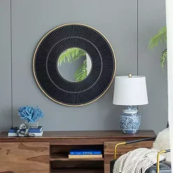 Kirklands Home Decorative Mirrors|and Gold Double Ribbed Wall Mirror Black