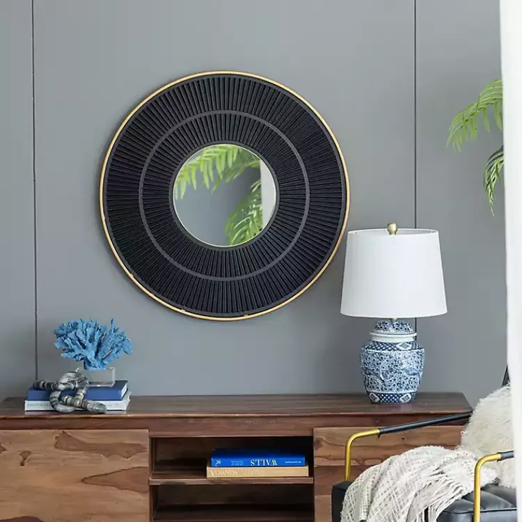 Kirklands Home Decorative Mirrors|and Gold Double Ribbed Wall Mirror Black