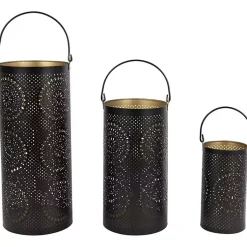 Clearance and Gold Laser Cut Floral Lanterns, Set of 3 Lanterns