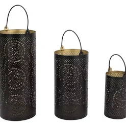 Clearance and Gold Laser Cut Floral Lanterns, Set of 3 Lanterns