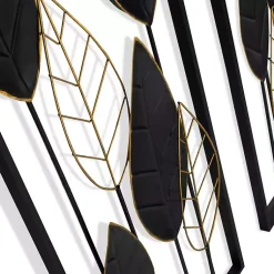Kirklands Home Wall Plaques|Black and Gold Metal Leaves Wall Plaque