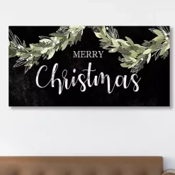Online Black and Green Merry Christmas Canvas Art Print Christmas Art & Wall Decor