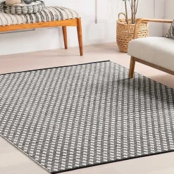 Kirklands Home Area Rugs|Black and Ivory Dainty Diamond Area Rug, 5x8