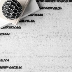 Kirklands Home Area Rugs|Black and Ivory Diamond Washable Area Rug, 4x6