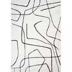 Kirklands Home Area Rugs|Black and Ivory Monotone Geo Area Rug, 5x7