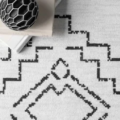Kirklands Home Area Rugs|Black and Ivory Moroccan Washable Area Rug, 3x5