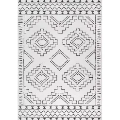 Kirklands Home Area Rugs|Black and Ivory Moroccan Washable Area Rug, 4x6