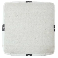 Sale Black and Ivory Textured Plaid Pouf Poufs & Floor Cushions