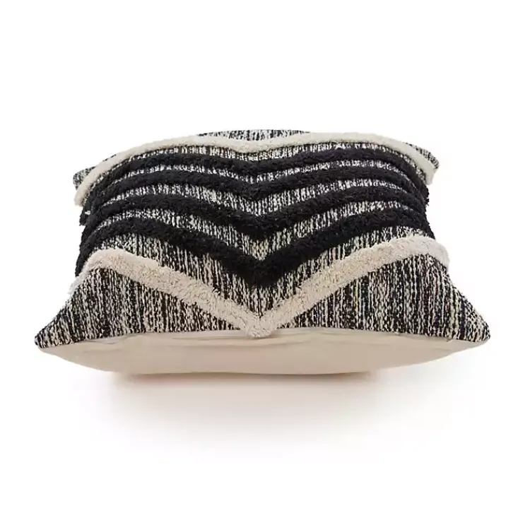 New Black and Metallic Fringe Textured Pillow Pillows