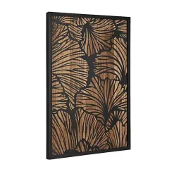 Kirklands Home Wall Plaques|Black and Natural Wood Botanical Wall Plaque