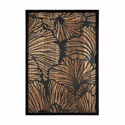 Kirklands Home Wall Plaques|Black and Natural Wood Botanical Wall Plaque