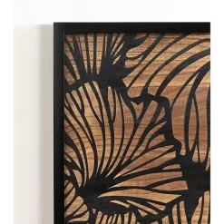 Kirklands Home Wall Plaques|Black and Natural Wood Botanical Wall Plaque