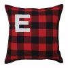 Outlet Black and Red Buffalo Plaid Monogram E Pillow Monogram Seasonal Decor