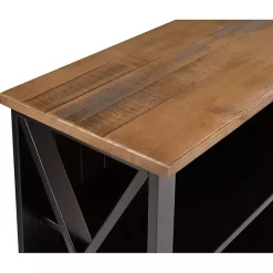 Kirklands Home Console Tables|Black and Rustic Oak Wood Farmhouse Console Table