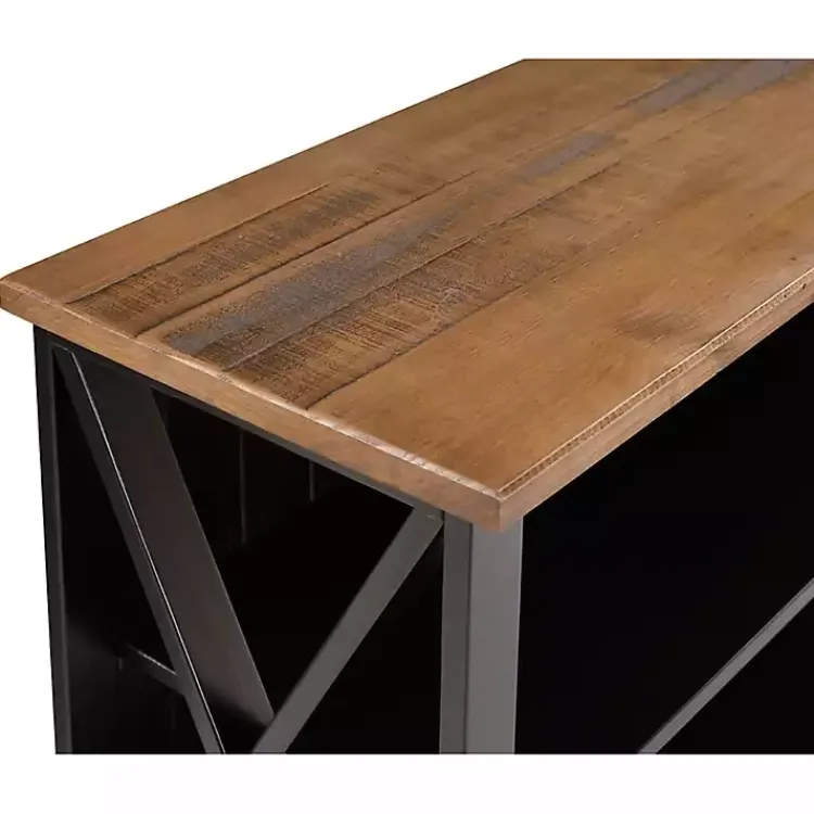Kirklands Home Console Tables|Black and Rustic Oak Wood Farmhouse Console Table