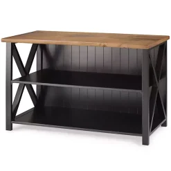Kirklands Home Console Tables|Black and Rustic Oak Wood Farmhouse Console Table