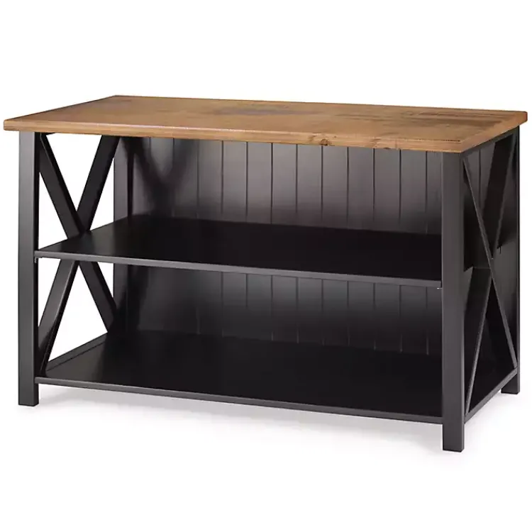 Kirklands Home Console Tables|Black and Rustic Oak Wood Farmhouse Console Table