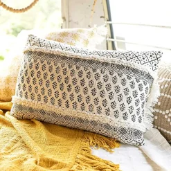Online Black and White Boho Print Lumbar Pillow Pillows