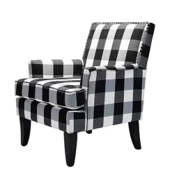 Kirklands Home Accent Chairs|Black and White Buffalo Check Armchair