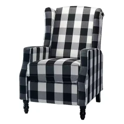 Kirklands Home Accent Chairs|Black and White Buffalo Check Recliner