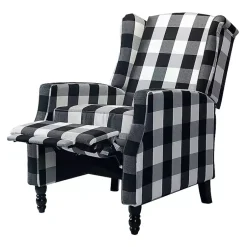 Kirklands Home Accent Chairs|Black and White Buffalo Check Recliner
