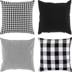 Outlet and White Check Pillow Covers, Set of 4 Pillows