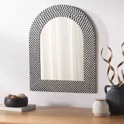 Kirklands Home Decorative Mirrors|Black and White Checkered Arch Wall Mirror