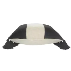 Sale Black and White Cotton Throw Pillow with Tassels Pillows
