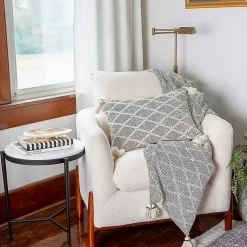 Online Black and White Diamond Woven Lumbar Pillow Pillows