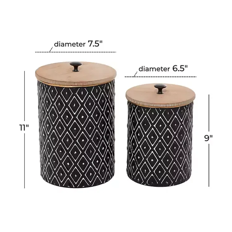 Best and White Embossed Diamond Jars, Set of 2 Decorative Bowls & Jars
