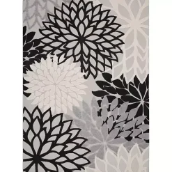 Kirklands Home Outdoor Rugs|Black and White Floral Outdoor Area Rug, 7x10