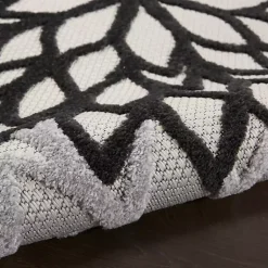 Kirklands Home Outdoor Rugs|Black and White Floral Outdoor Area Rug, 7x10