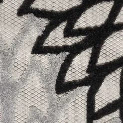 Kirklands Home Outdoor Rugs|Black and White Floral Round Outdoor Area Rug, 5x5