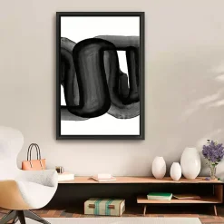 Kirklands Home Canvas Art|Black and White Flow Bend Framed Canvas Art Print