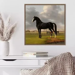 Kirklands Home Canvas Art|Black and White Horse Framed Canvas Art Print