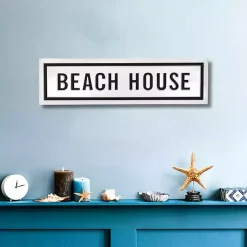 Kirklands Home Wall Plaques|Black and White Metal Beach House Wall Sign