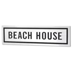 Kirklands Home Wall Plaques|Black and White Metal Beach House Wall Sign