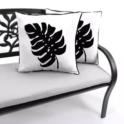 Kirklands Home Outdoor Cushions & Pillows|Black and White Palm Leaf Outdoor Pillow