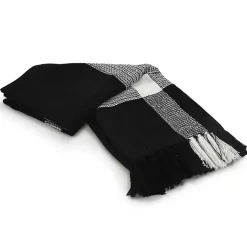 Discount Black and White Plaid Organic Cotton Throw Blankets & Throws