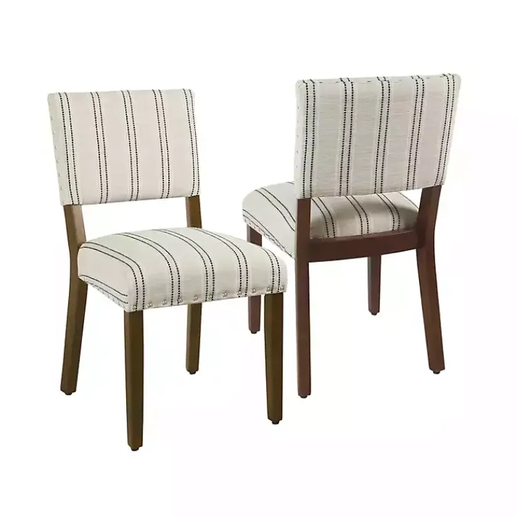 Kirklands Home Dining Chairs|Black and Striped Dining Chairs, Set of 2 White