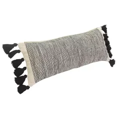 Online Black and White Striped Lumbar Pillow with Tassels Pillows