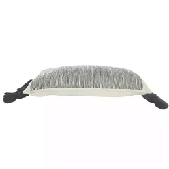Online Black and White Striped Lumbar Pillow with Tassels Pillows