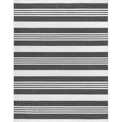 Kirklands Home Area Rugs|Black and White Striped Washable Area Rug, 3x5