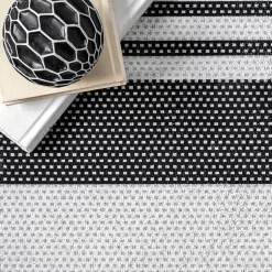 Kirklands Home Area Rugs|Black and White Striped Washable Area Rug, 3x5