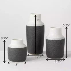 Sale Black and White Two Tone Ceramic Vases, Set of 3 Vases